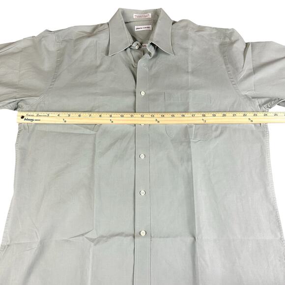 Pierre Cardin Men Shirt Sze 34/35 - 16 1/2 Sage Green Long Sleeve Classic Office - Picture 7 of 7